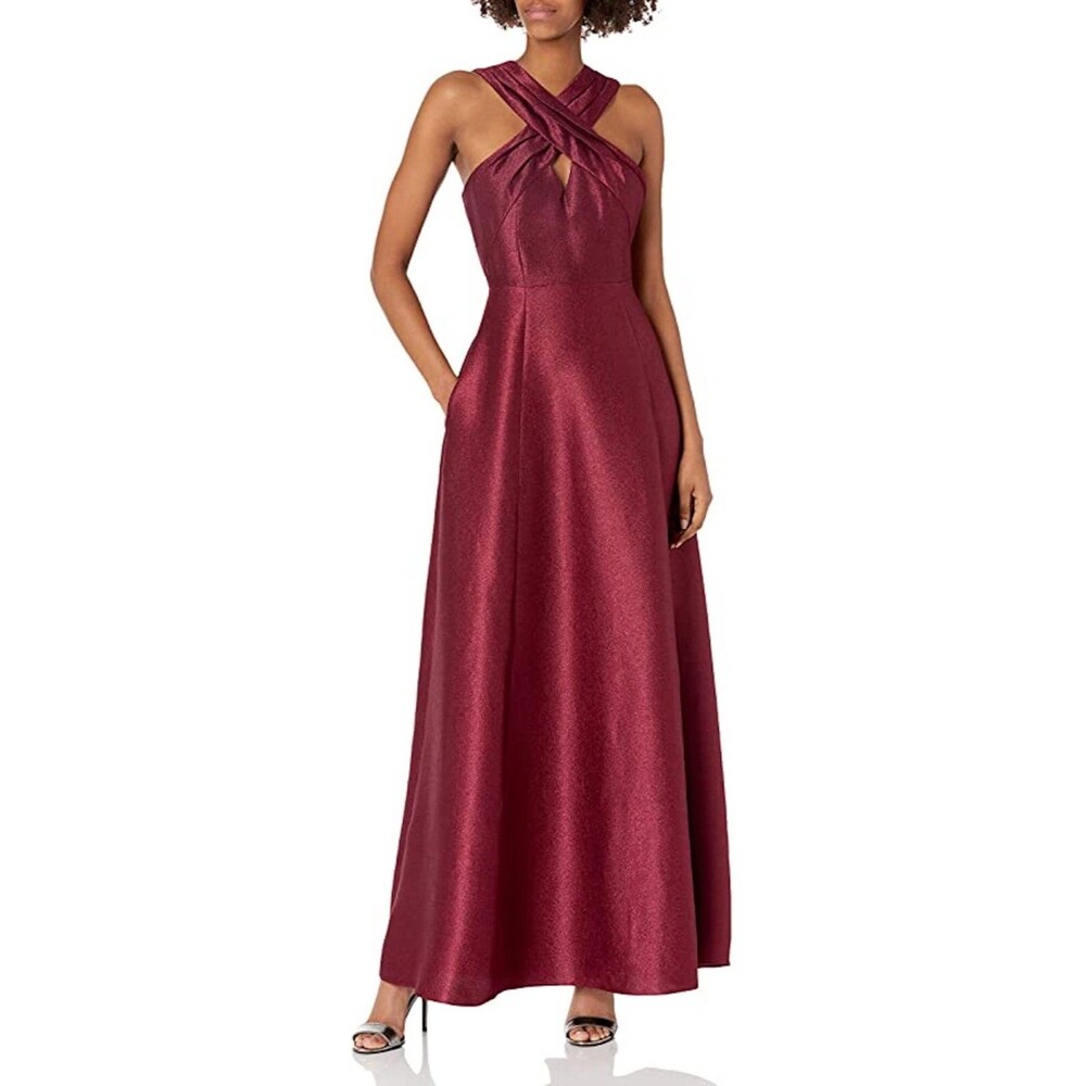 Halston Heritage Cross Neck Twill Gown